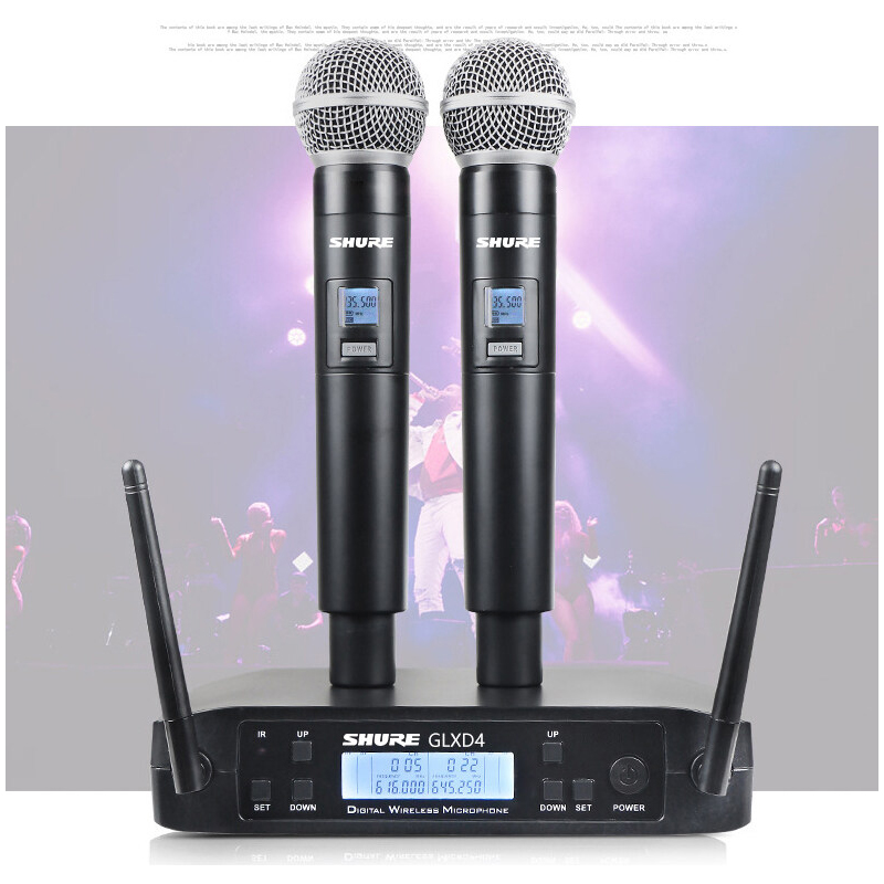 Shure GLXD4 (versión de frecuencia ajustable, 2 micrófonos, distancia de recepción de 80 M)