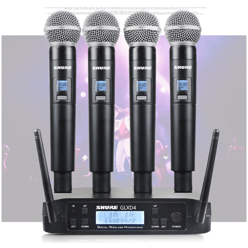 Shure GLXD4 (versión de frecuencia ajustable, 4 micrófonos, distancia de recepción de 80M)